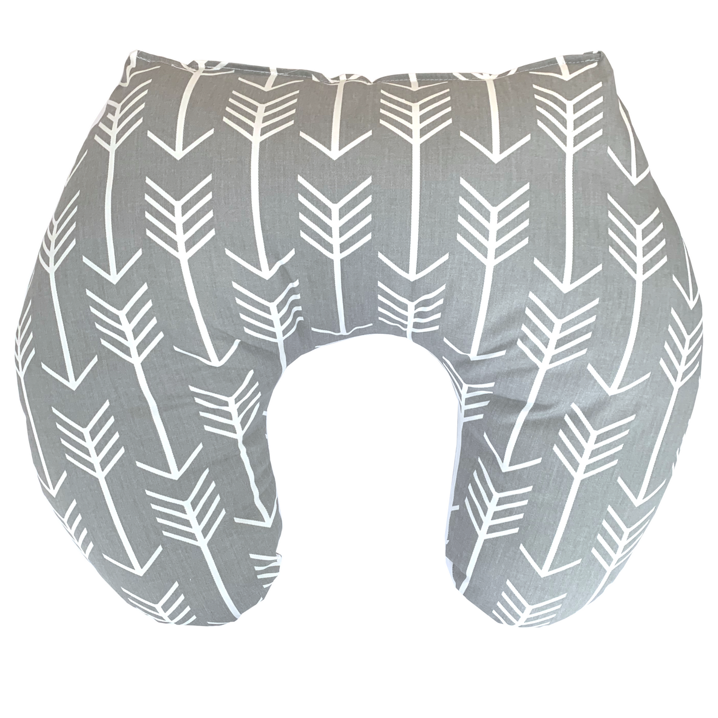 U-Shaped Grey and White Flying Arrow Nursing Pillow