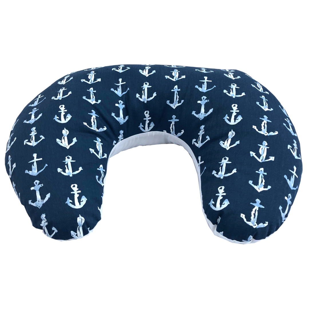 Ergonomic Navy Blue Anchors Nursing Pillow, #1pcs033fp