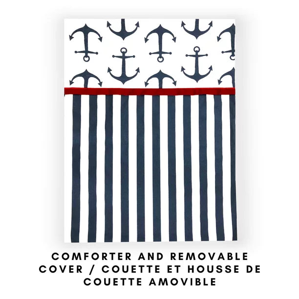 Navy Anchor Baby Bedding - 6 Piece Ocean-Themed Baby Bedding by Ara Enfants (Including Skirt, Mattress Cover, Comforter, and Quilt Cover, #22)