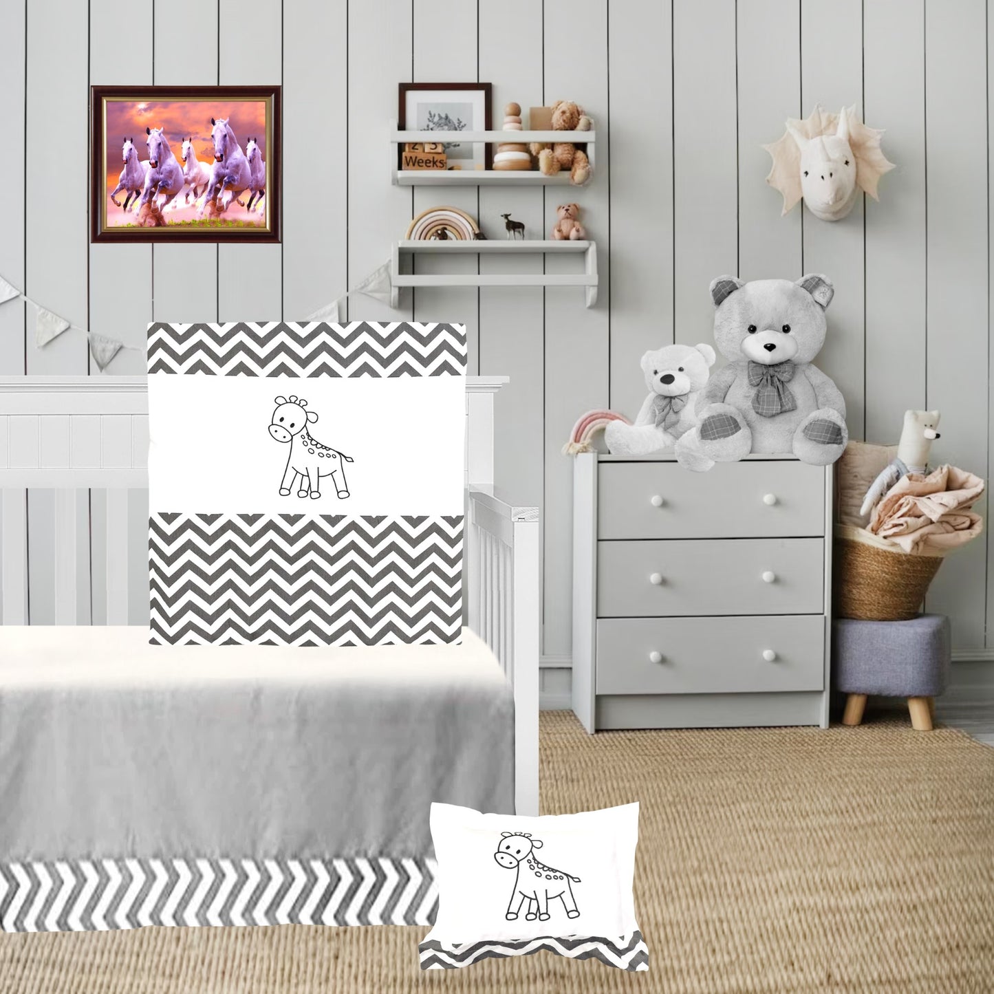 Ara Enfants Nursery Crib Bedding Set for Boys and Girls - Baby Bedding 6 Pieces Set