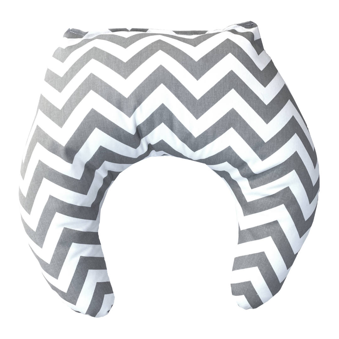 Grey and White Chevron Zigzag Bedding - (5-piece Baby Bedding, #300, Nursing Pillow Included)