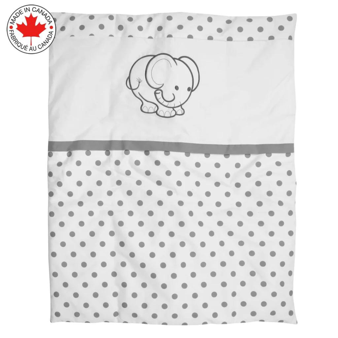 Endearing Baby Elephant with Grey Polka Dots (4-piece Baby Bedding #516)