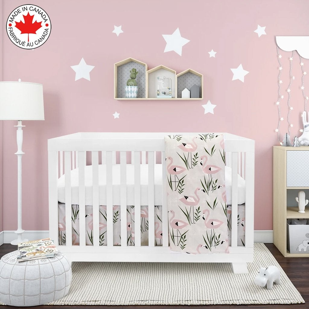 Literie bébé 4 pièces Flamant rose
