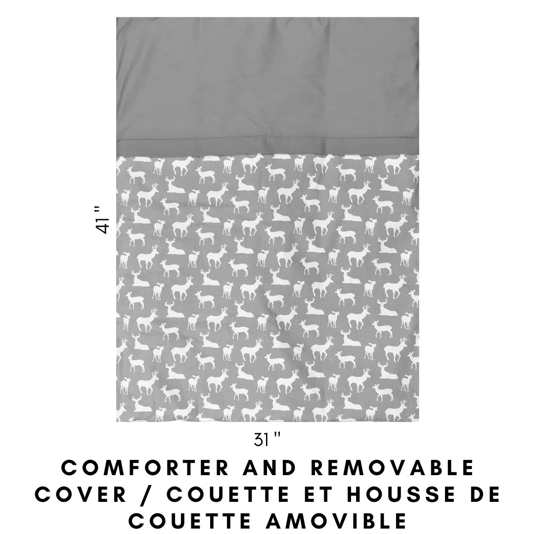 Grey and White Deer Baby Bedding - 5-Piece Set (With Nursing Pillow)
