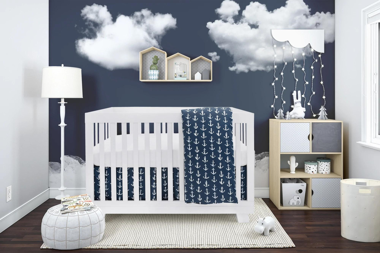 Blue and White Anchor 4 piece Baby Bedding