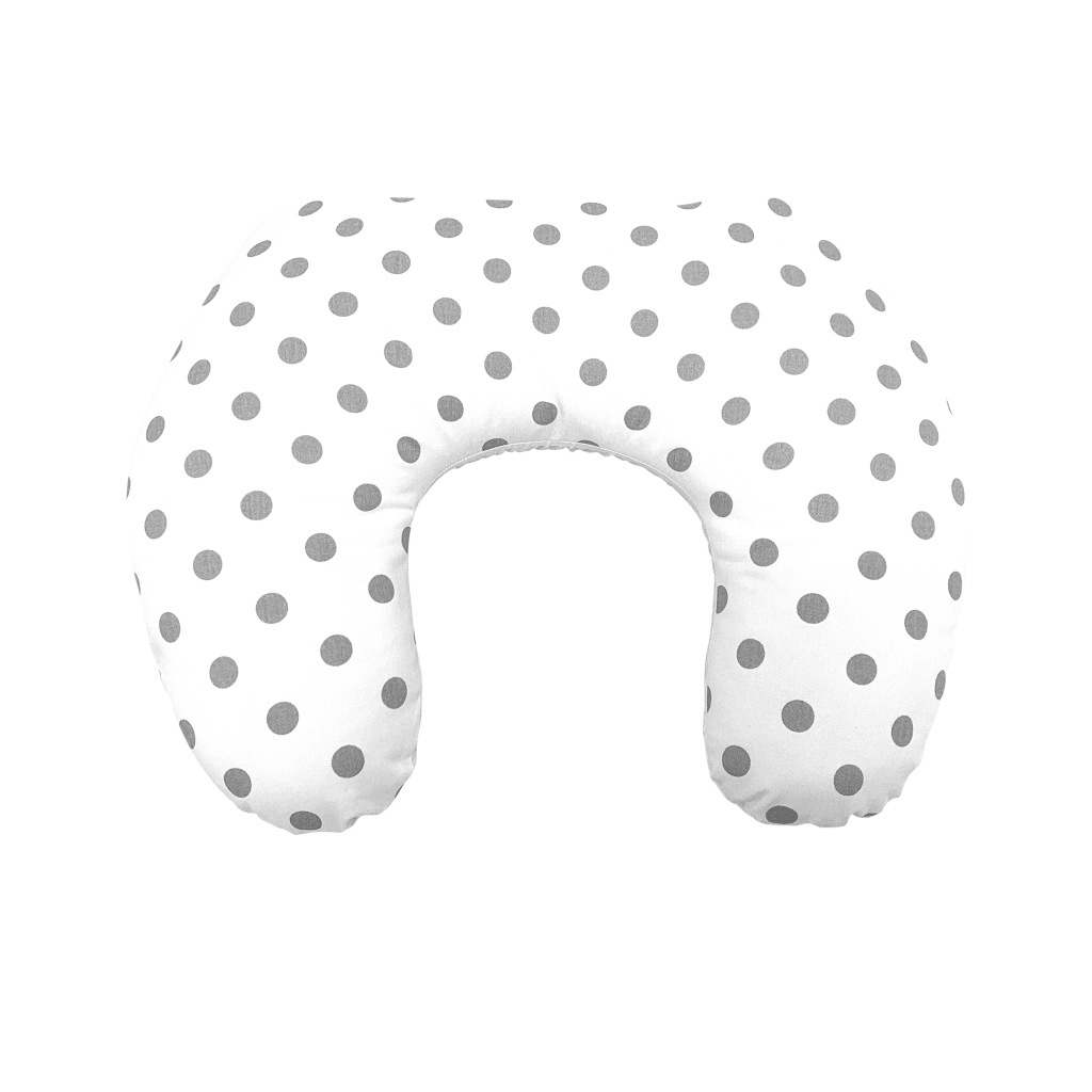 Ergonomic White Nursing Pillow with a Grey Polka Dot Pattern, #1pcs038fp