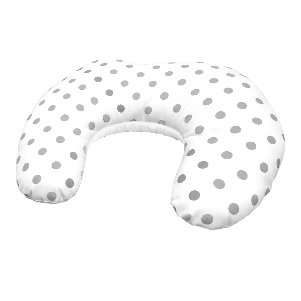 Ergonomic White Nursing Pillow with a Grey Polka Dot Pattern, #1pcs038fp