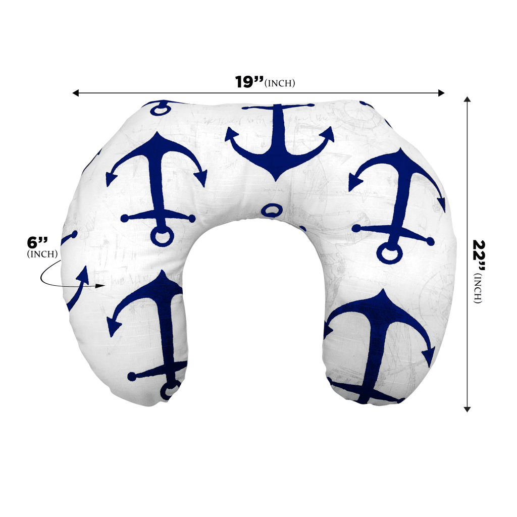 Ergonomic Navy Blue Large Anchor Nursing Pillow, #1pcs037fp