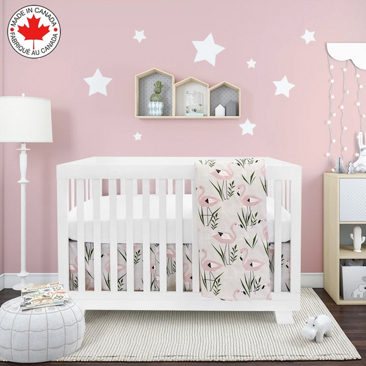 Pink Flamingo 4-piece Baby Bedding