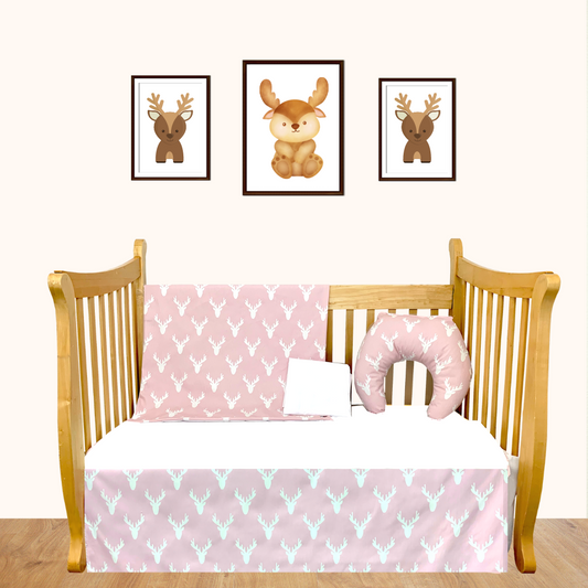 Ensemble de literie pour bébé 5 pièces rose Moose Antlers