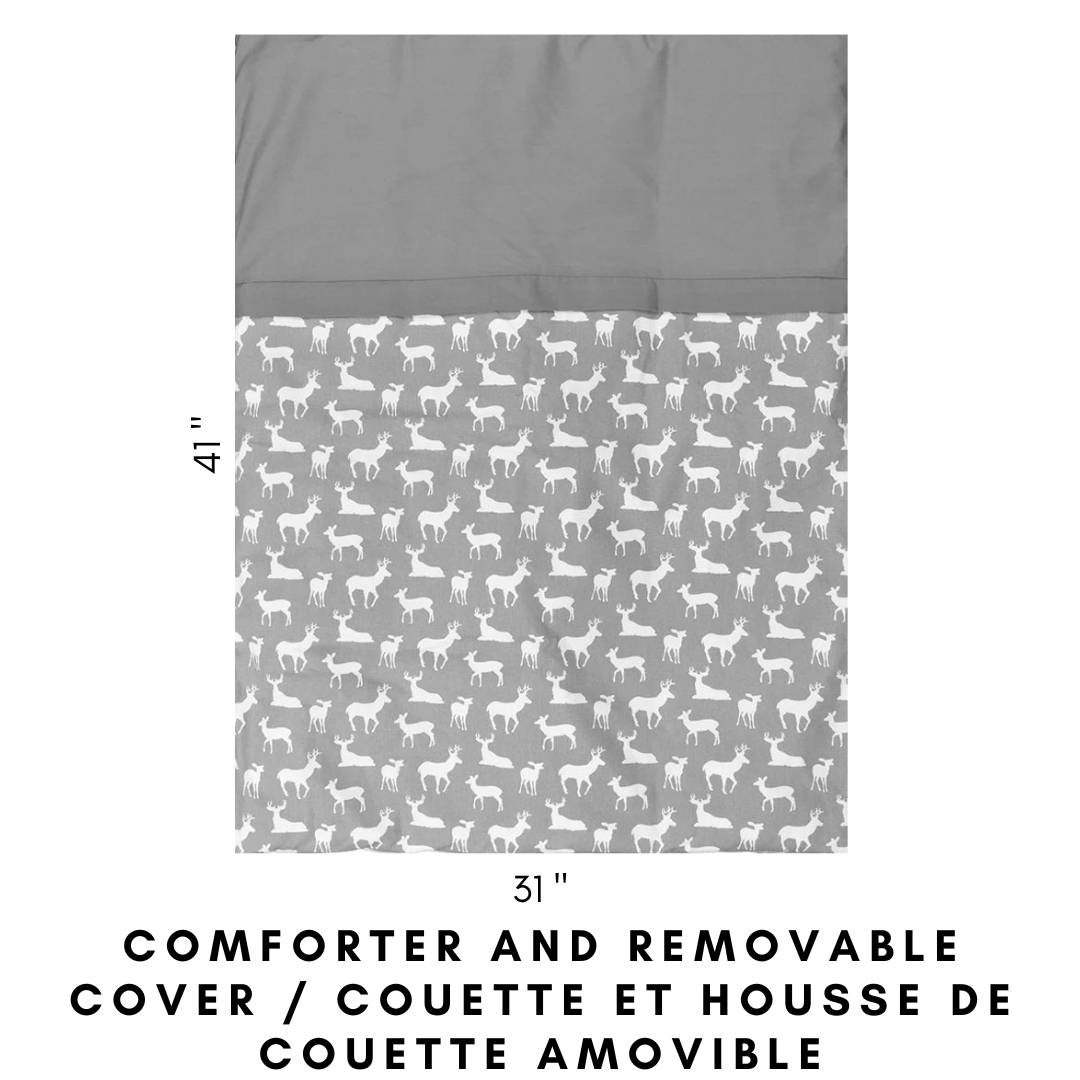 Literie bébé cerf gris et blanc - Ensemble de 5 pièces (avec coussin d'allaitement)