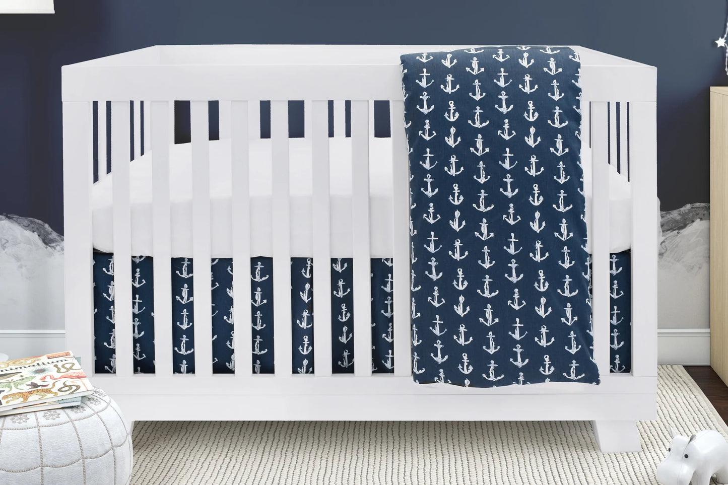 Navy blue discount crib bedding set