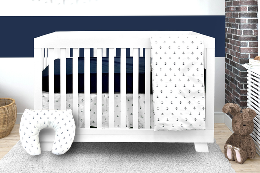 Elegant Blue Anchor Baby Bedding (5-piece Baby Bedding, #480fp